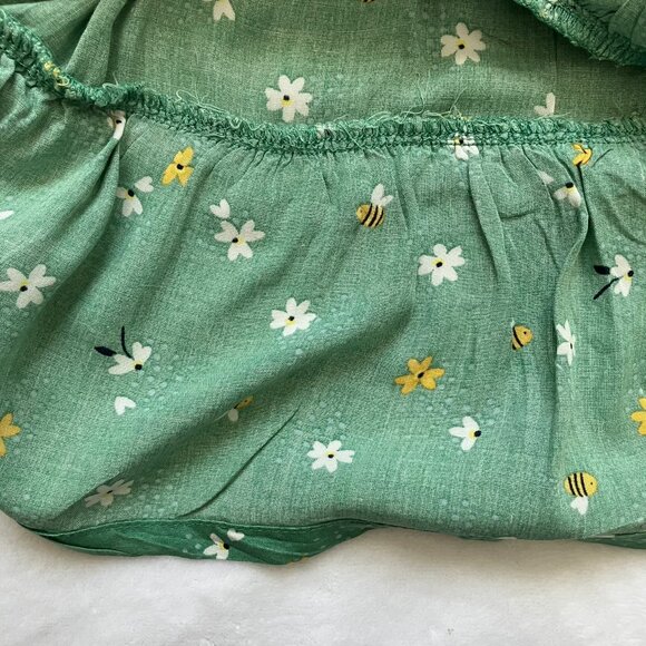 Carter's Toddler Sleeveless Dress 24M | Green Floral Bee Tiered Viscose VGUC - Picture 14 of 16